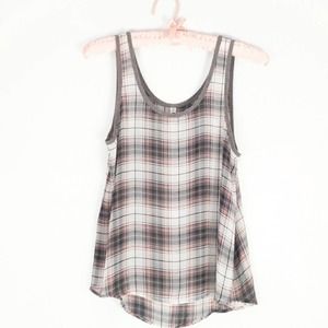 MUDD Gray Plaid Lightweight Tunic Tank Top Sz M